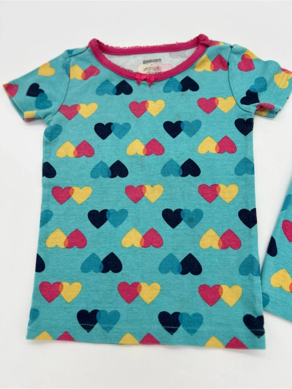 Gymboree Girls' Blue Baby Multicolor Hears Cotton Pajama Set 100% Cotton 2T